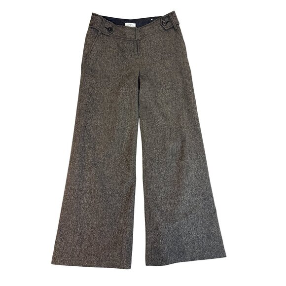 Ann Taylor Loft Women's Gray Wool Blend Wide Leg Trousers W/ Hook Closure Sz 6 - Picture 1 of 7